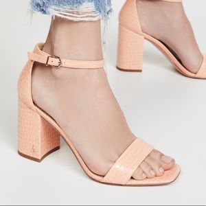 Sam Edelman Peach Croc-embossed Vegan Leather Heel